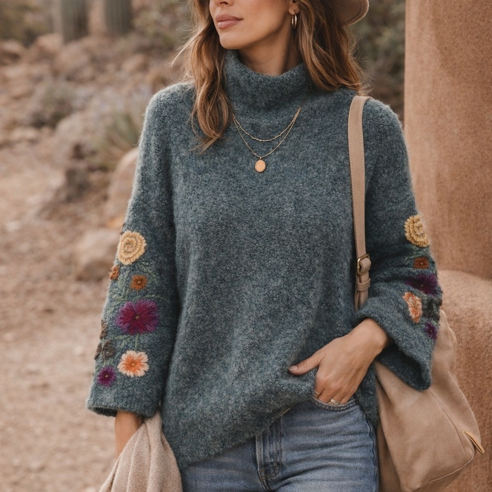 Sleeping on Snow Anthropologie Embroidered Wool Blend Sweater | Size S